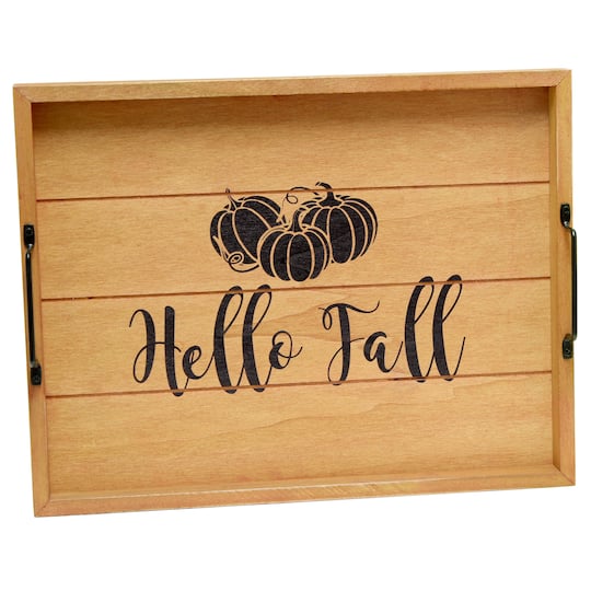 Elegant Designs&#x2122; 15.5&#x22; Hello Fall Serving Tray with Handles
